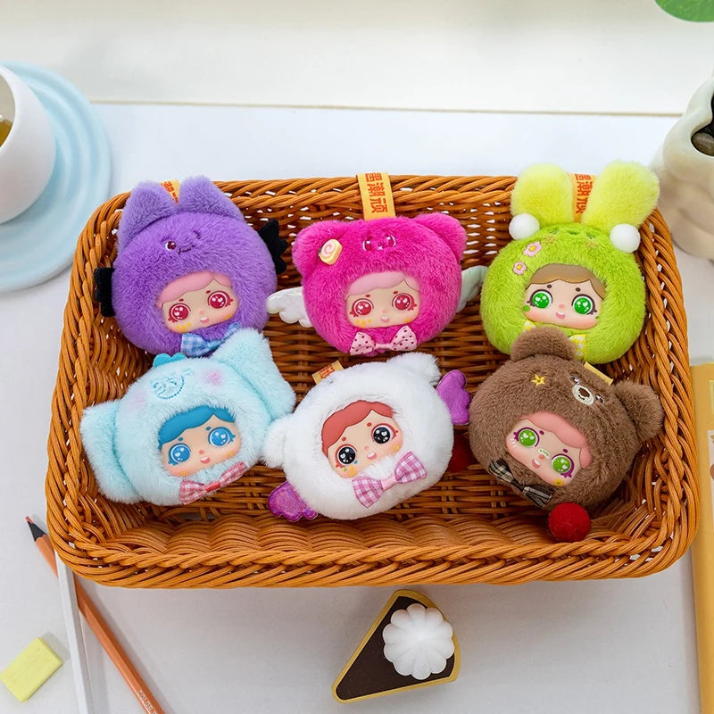 ふわふわ ピンク クマ耳 天使の羽 ぬいぐるみ キーホルダー