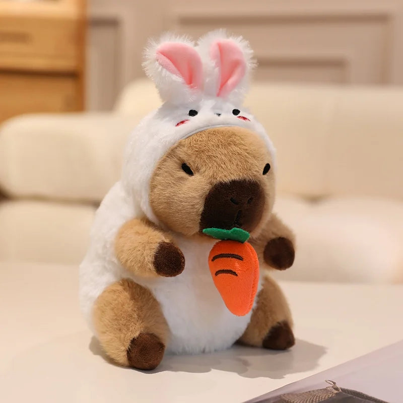 22cm Cute Capybara Plush Toys Pull the String to Transform into Dinosaur, Rabbit, Shark, Bee, Cockroach Capibara Toys for Kids