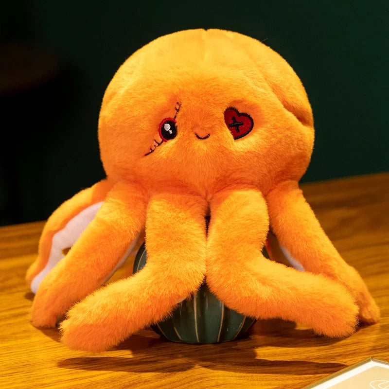 ふわふわ リバーシブル ハートの目パッチ タコ ぬいぐるみ