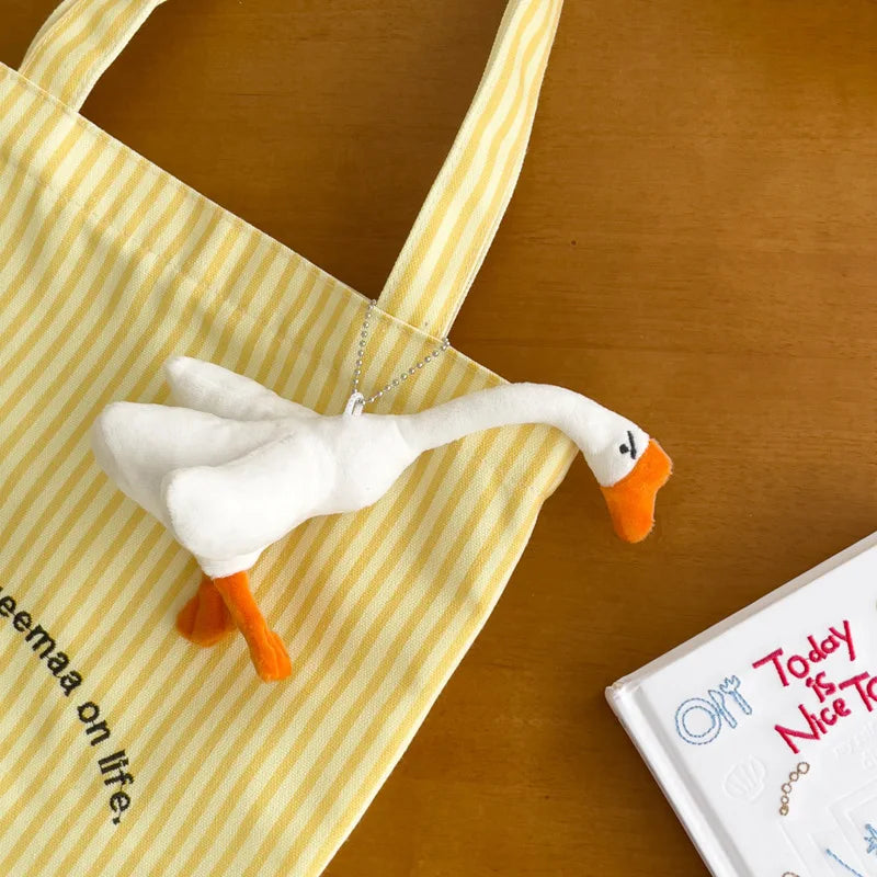 Kawaii Funny White Goose Duck Plush Keychain Backpack Charm Cute Soft Doll Stuffed Animal Toy Holiday Birthday Gift Idea