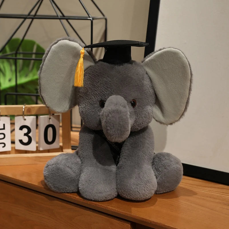 ふわふわ 卒業祝い グレー ゾウ ぬいぐるみ 学士帽