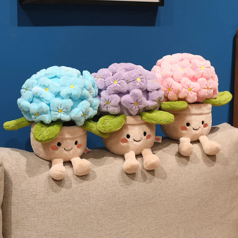 30cm Artificial Flower Plush Toy 3 color Plants Bloom hydrangea macrophylla Soft Dolls Girls Boys Kawaii Xmas Gift Home Decor