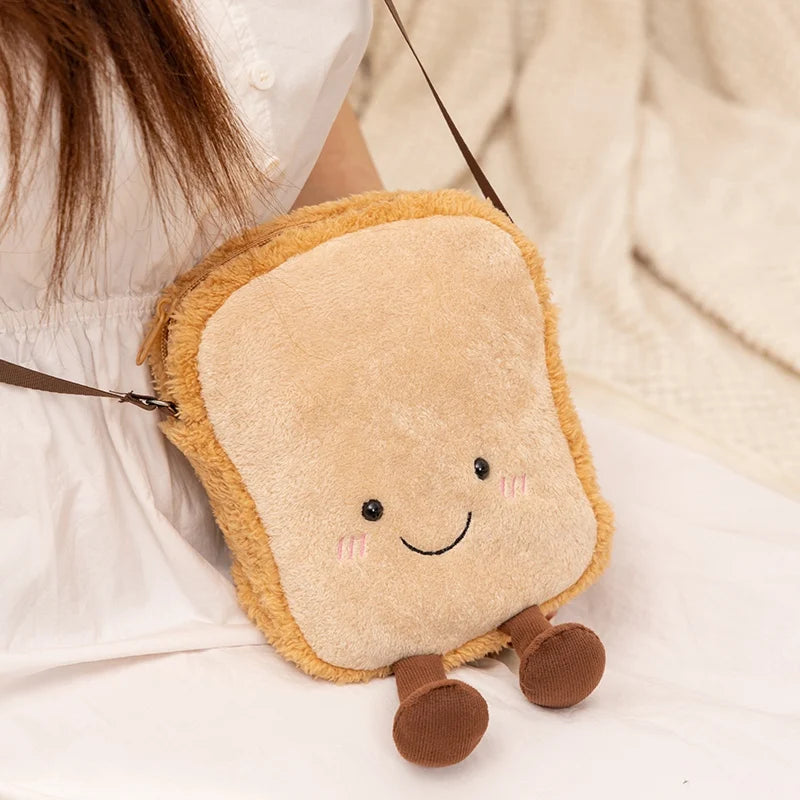 かわいい 食パン型 ぬいぐるみ ミニ ショルダーバッグ