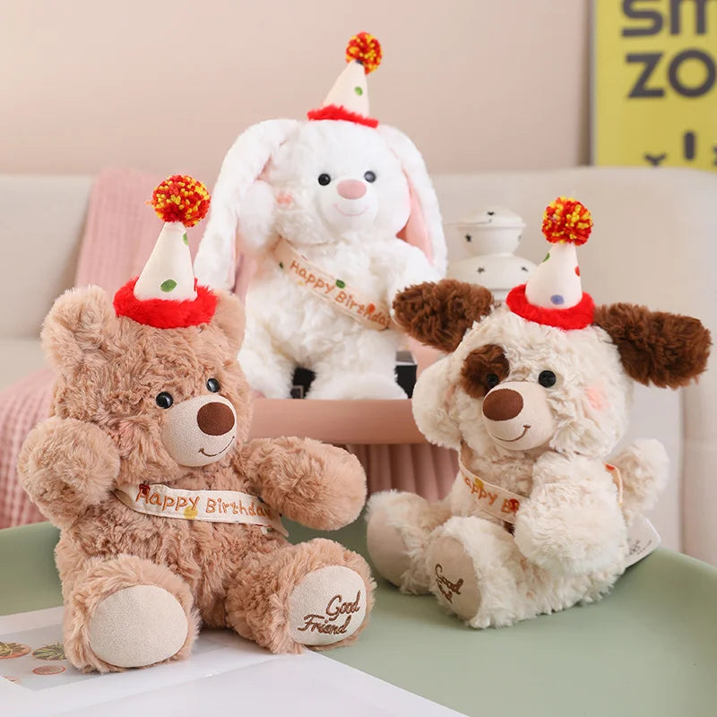 28cm Cute Teddy Bear Plush Toys Stuffed Animal Rabbit and Dog Kids Birthday Gift Pillow Rabbit Home Living Room Graduation Gifts