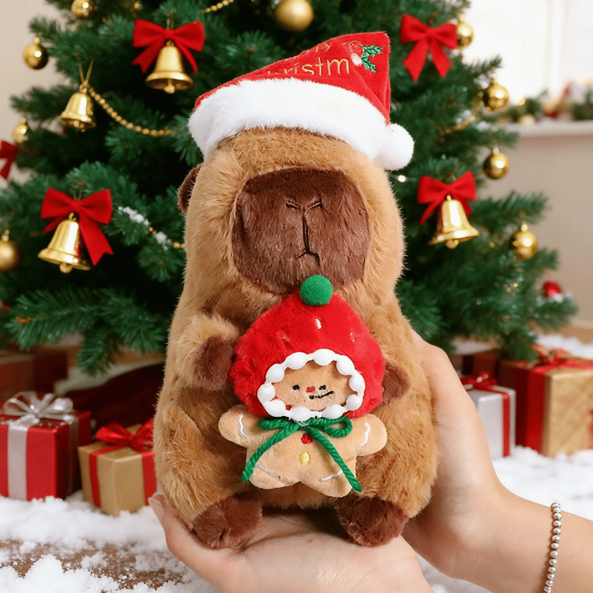 20cm Cute Christmas Gingerbread Man Capybara Plush Toy Christmas Tree Capybara Hug snowman Capybara Doll Christmas Gift For Kids