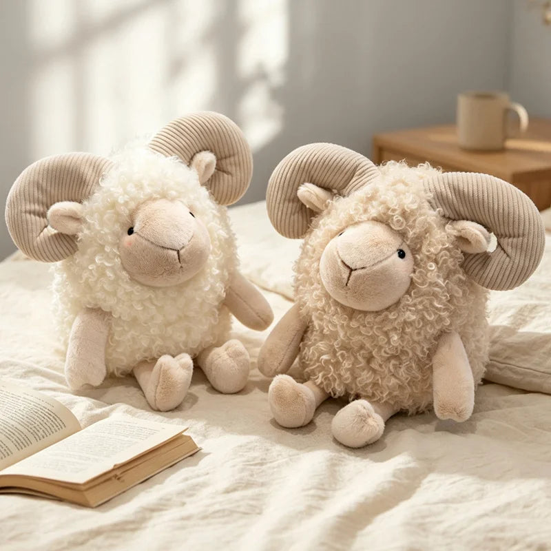 Cute Sheep Plush Toy Kawaii Stuffed Animal Soft Lamb Doll Fluffy Plushie Gift for Kids Baby Nursery Decor Birthday Christmas Gif
