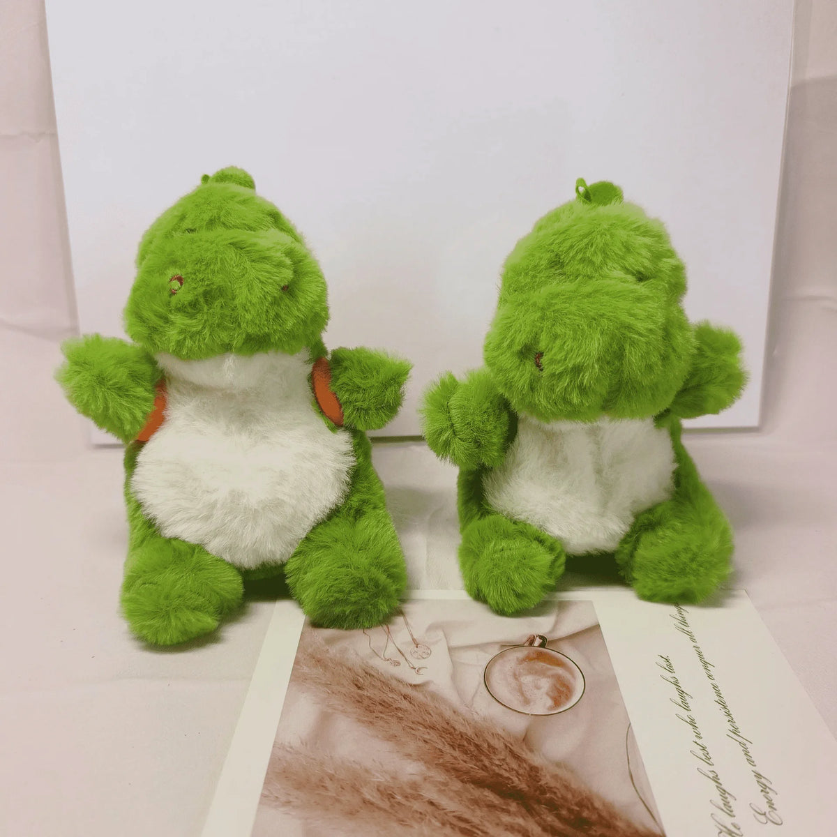 13cm Adorable Skipping School Dinosaur Plush Toys A Strawberry, Avocado and Carrot Dinosaur Pendant On the Back Toys for Kids