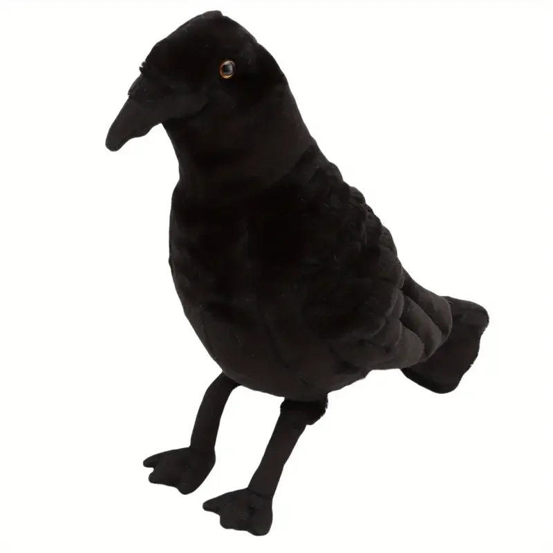 リアルな黒いカラスのぬいぐるみ オブジェ