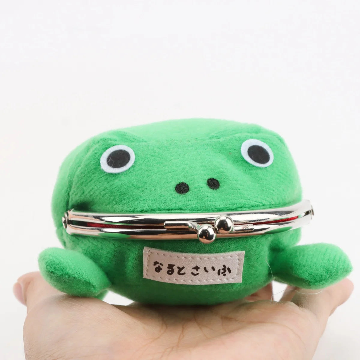 口が大きく開く 緑 カエル ぬいぐるみ がま口