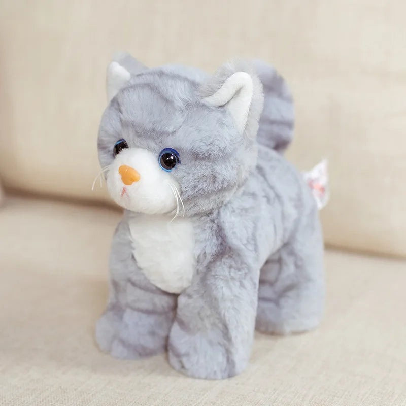 愛らしいふわふわ子猫 ぬいぐるみ 青い目の白猫