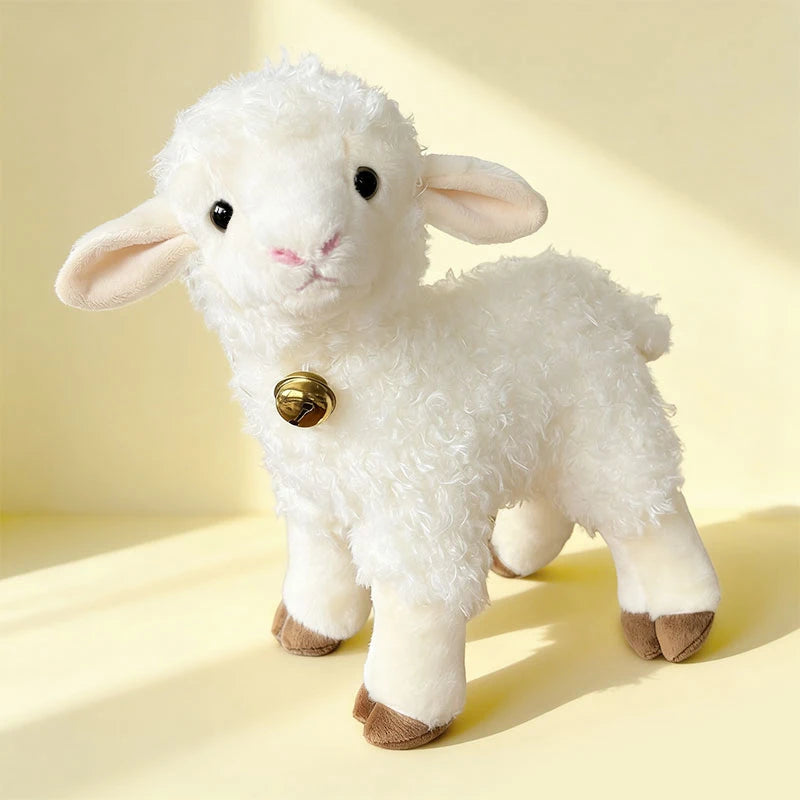 ふわふわ 白い子羊 ぬいぐるみ 鈴付き