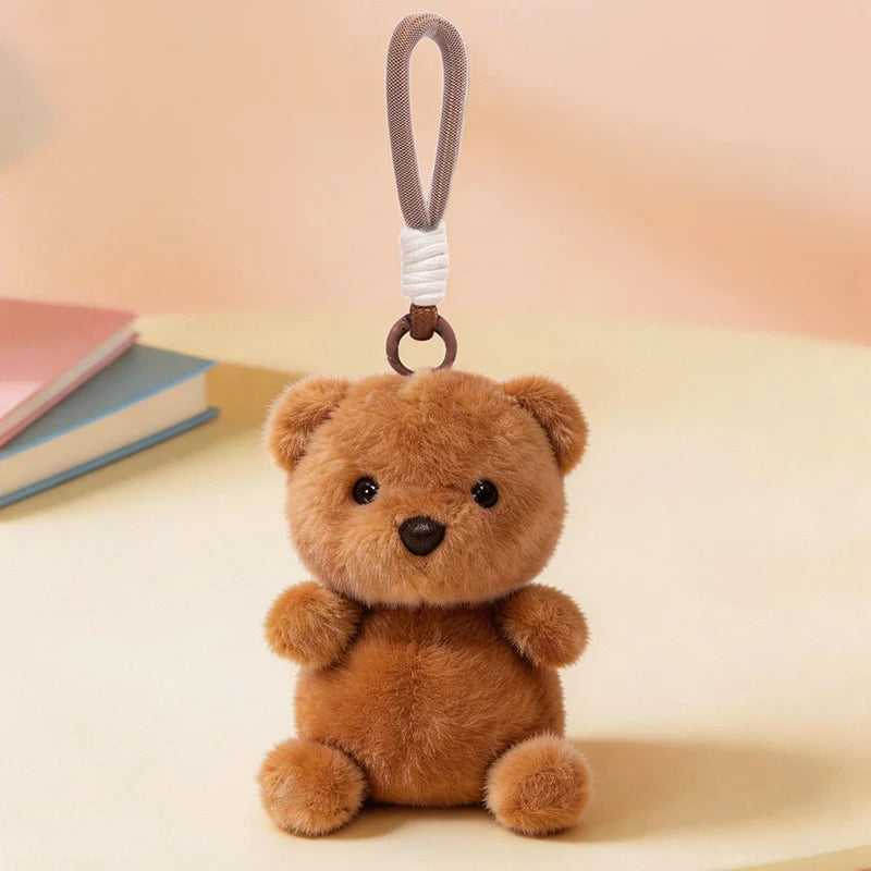 ふわふわの白い子犬ぬいぐるみキーホルダー