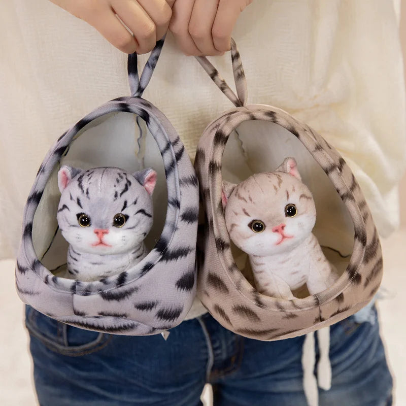 リアルな可愛い子猫のぬいぐるみ おうちベッドセット