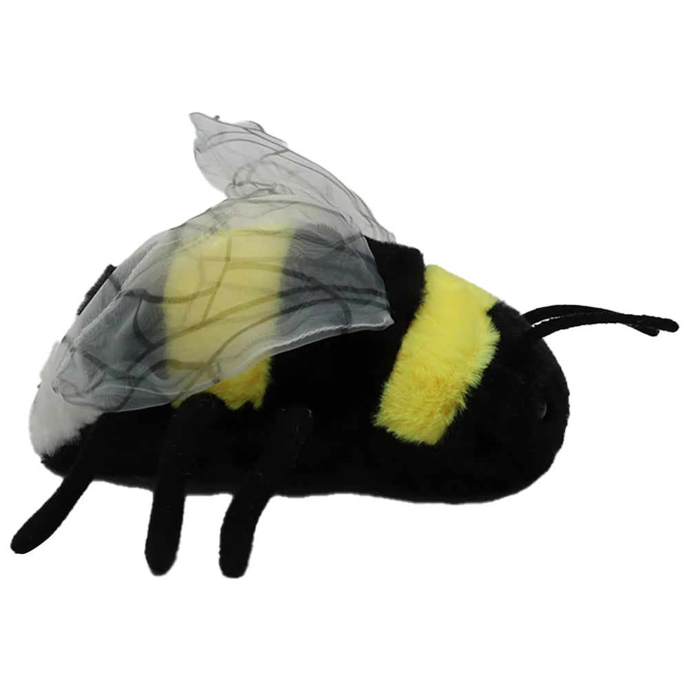黒と黄色のふわふわ羽根付きミツバチぬいぐるみ