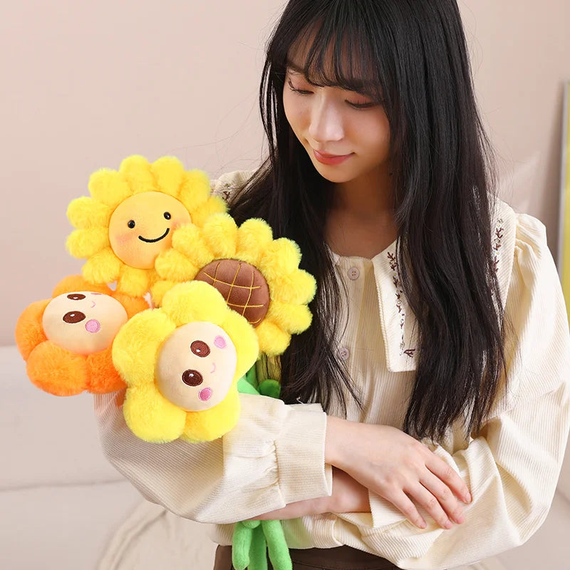 ふわふわ 茎付き カラフル お花 ぬいぐるみ
