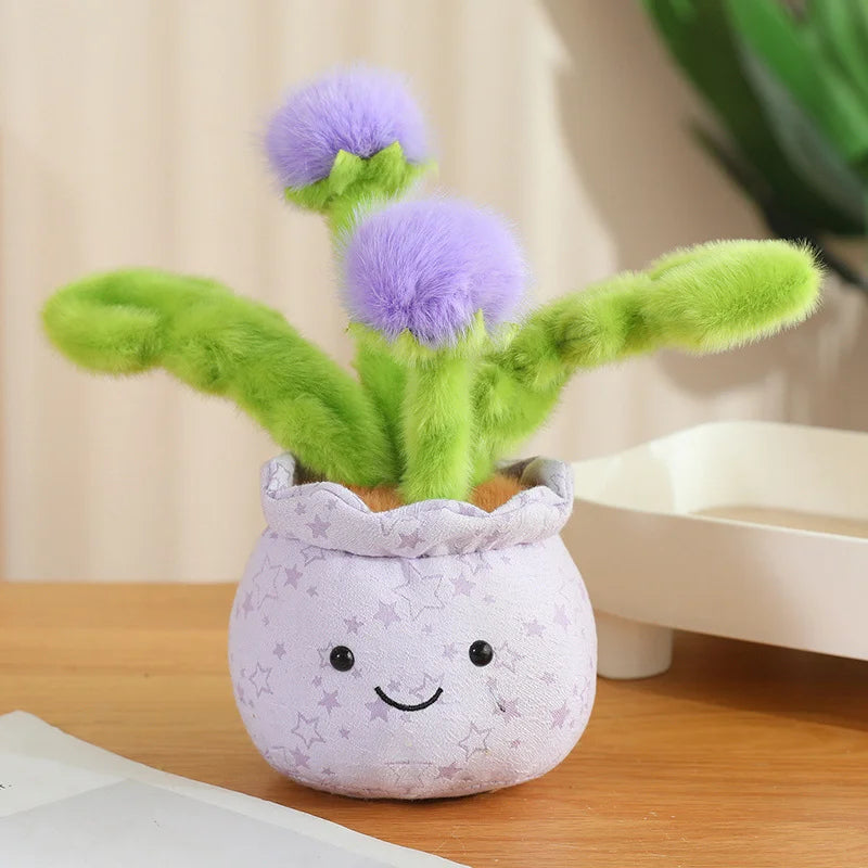 かわいい ふわふわ 踊る 花の ぬいぐるみ 鉢植え
