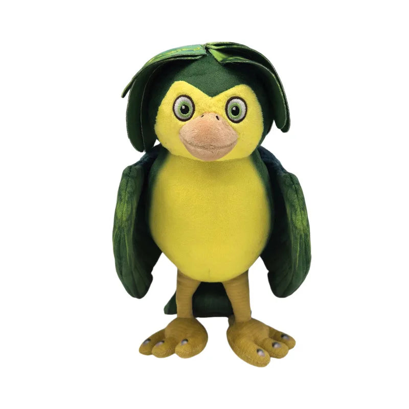 ぬいぐるみ キャラクター 茶色い毛の動物と葉っぱ鳥