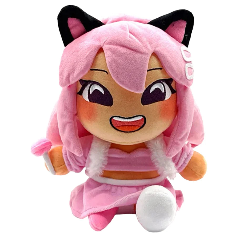 ふわふわピンクネコ耳ガールぬいぐるみ