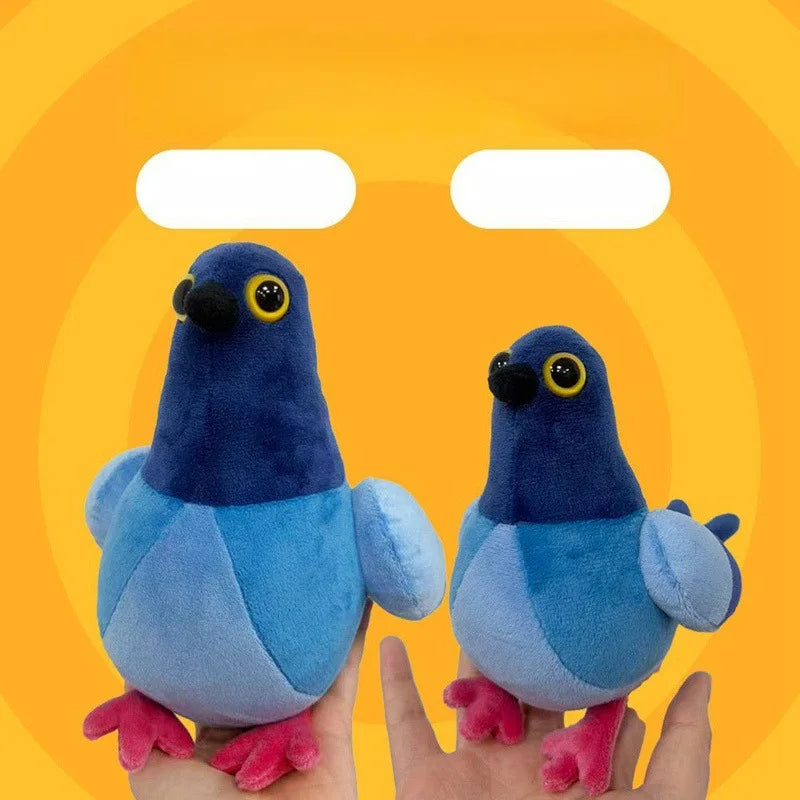 ふわふわ 紺と水色のハト ぬいぐるみ