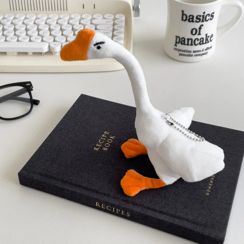 Kawaii Funny White Goose Duck Plush Keychain Backpack Charm Cute Soft Doll Stuffed Animal Toy Holiday Birthday Gift Idea