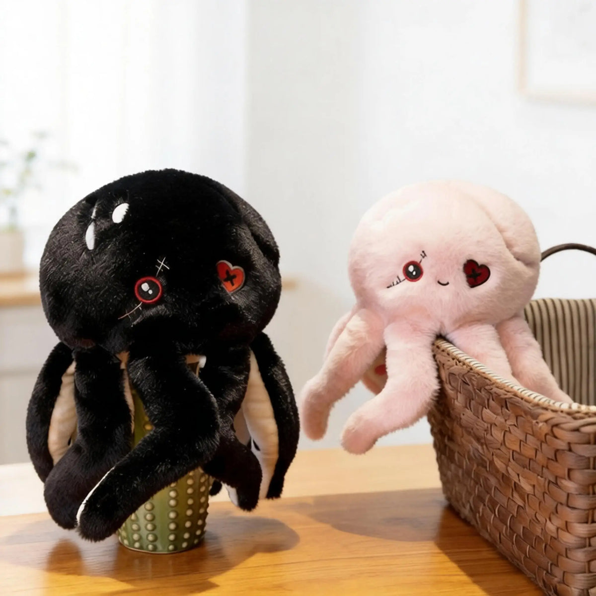 ふわふわ リバーシブル ハートの目パッチ タコ ぬいぐるみ