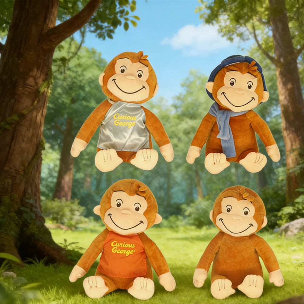 30cm Cute Cartoon Anime Curious George Plush Toy Stuffed Animal Monkey Doll Soft Game peripheral Kid Fan Birthday Accompany Gift