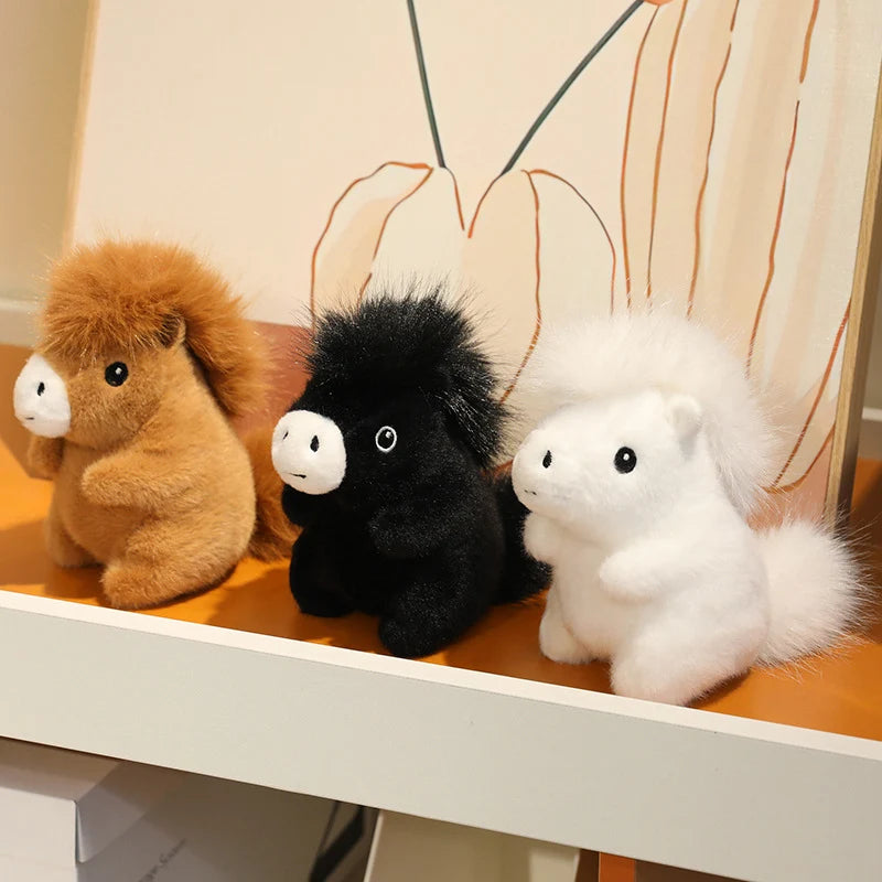 かわいい ふわふわ ポニー ぬいぐるみ 白と茶色の2個セット