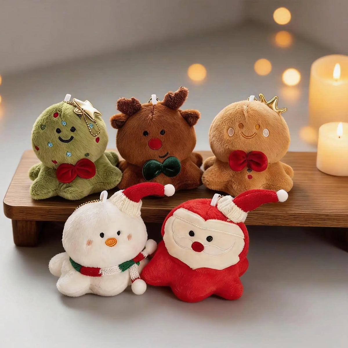 ふわふわ クリスマス キャラクター ぬいぐるみ キーホルダー