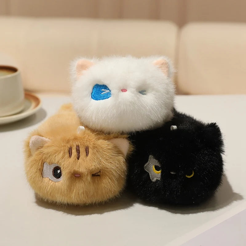 かわいい猫の顔 ふわふわぬいぐるみ ポーチ