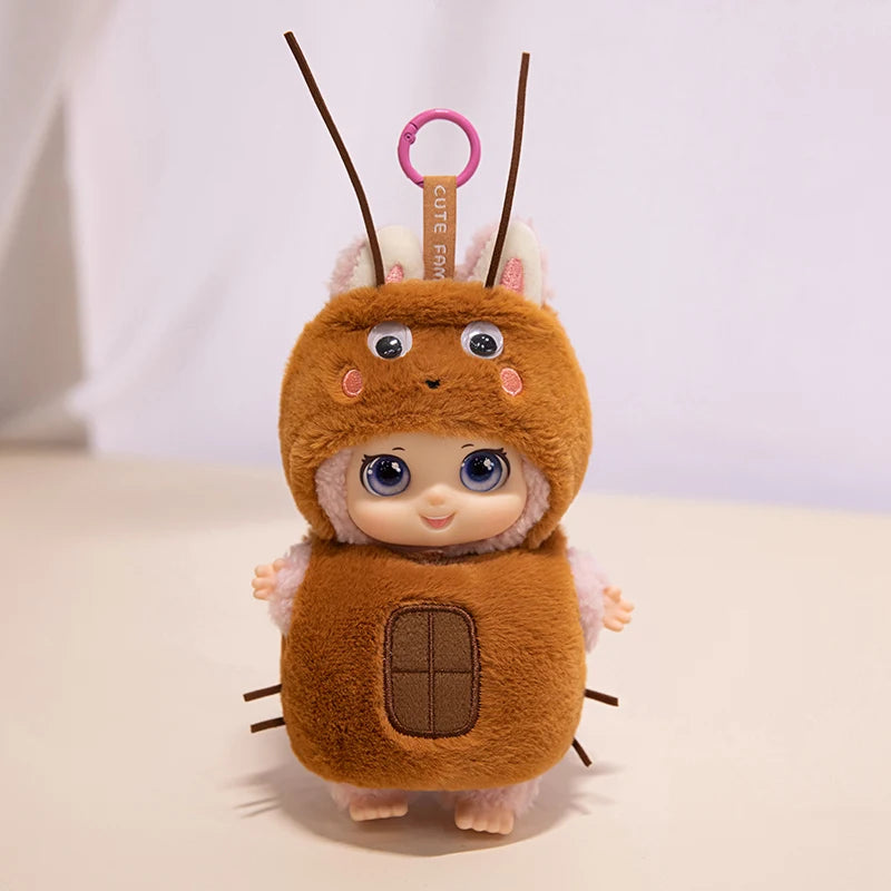 大きな瞳のモコモコひつじ ぬいぐるみ ニット帽とポシェット付き