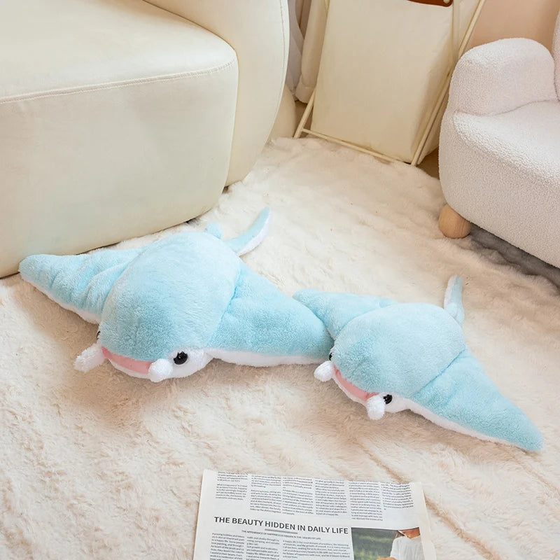 New Cartoon Fish Manta Ray Plush Toy Cute Devil Rajiformes Cute Mobulidae Plushies Pillow Stuffed Soft Marine Life Dolls Gifts