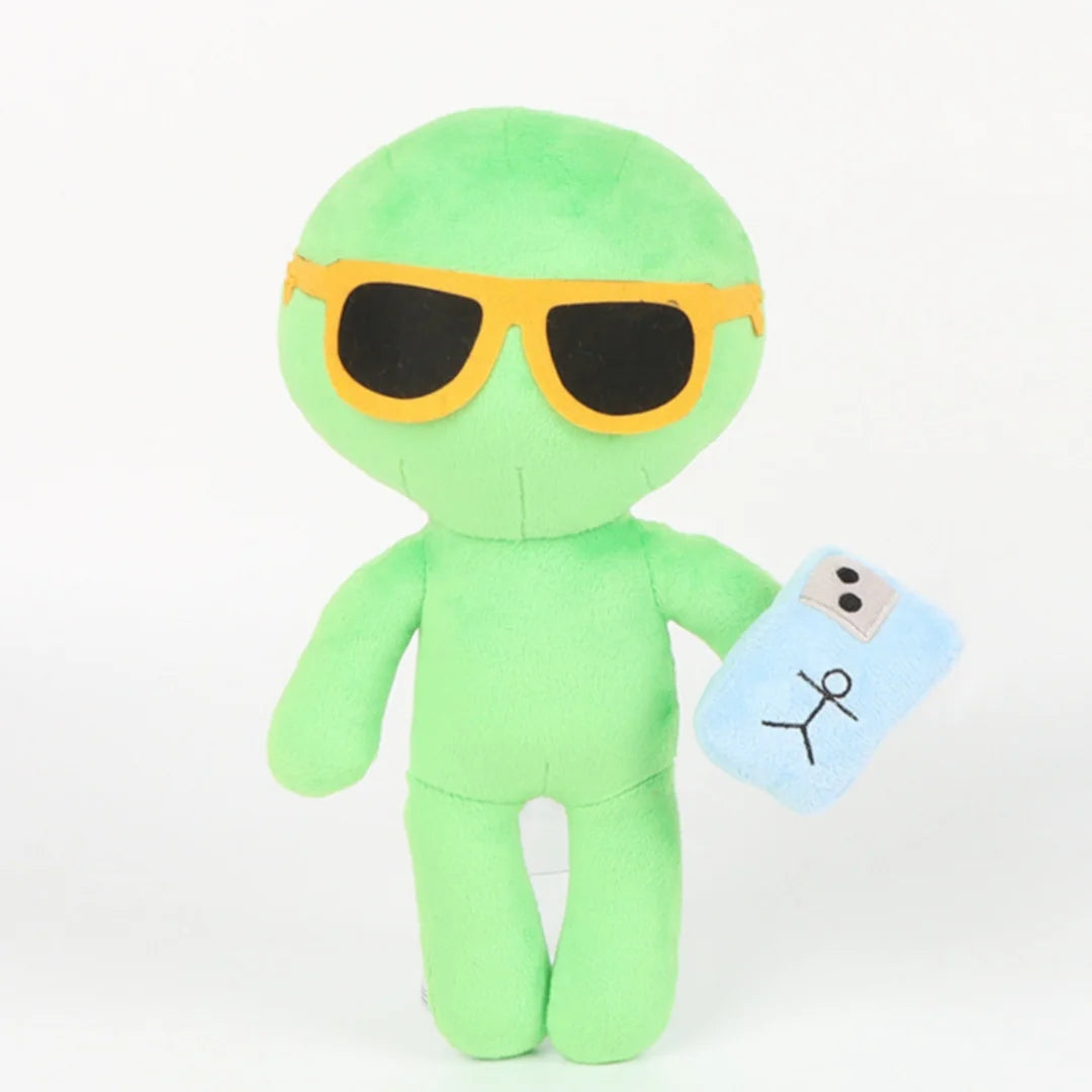 カラフルなキャラクターぬいぐるみ シェフ帽とサングラス付き