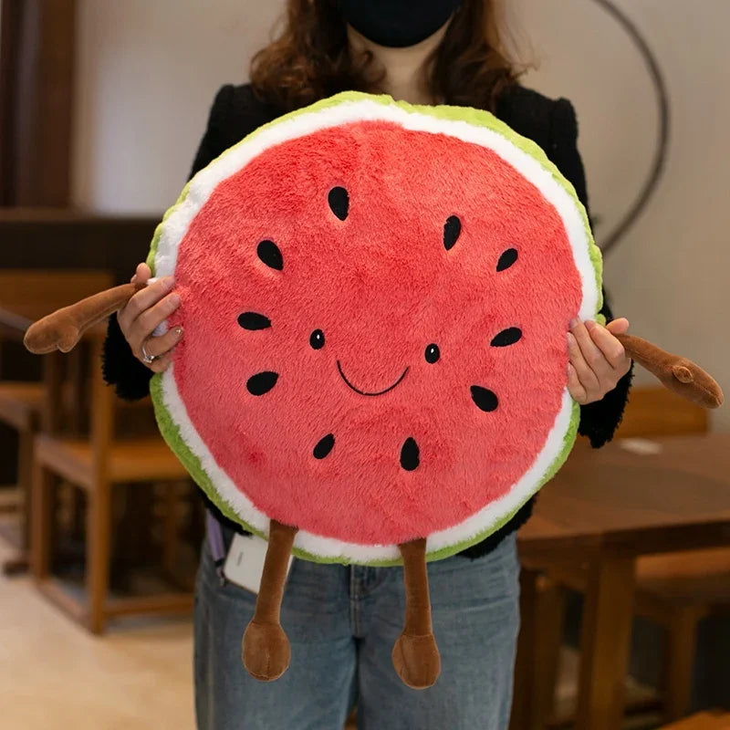 笑顔の 手足つき スイカ ぬいぐるみ クッション
