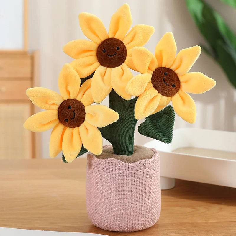 笑顔がかわいい鉢植えひまわりぬいぐるみ