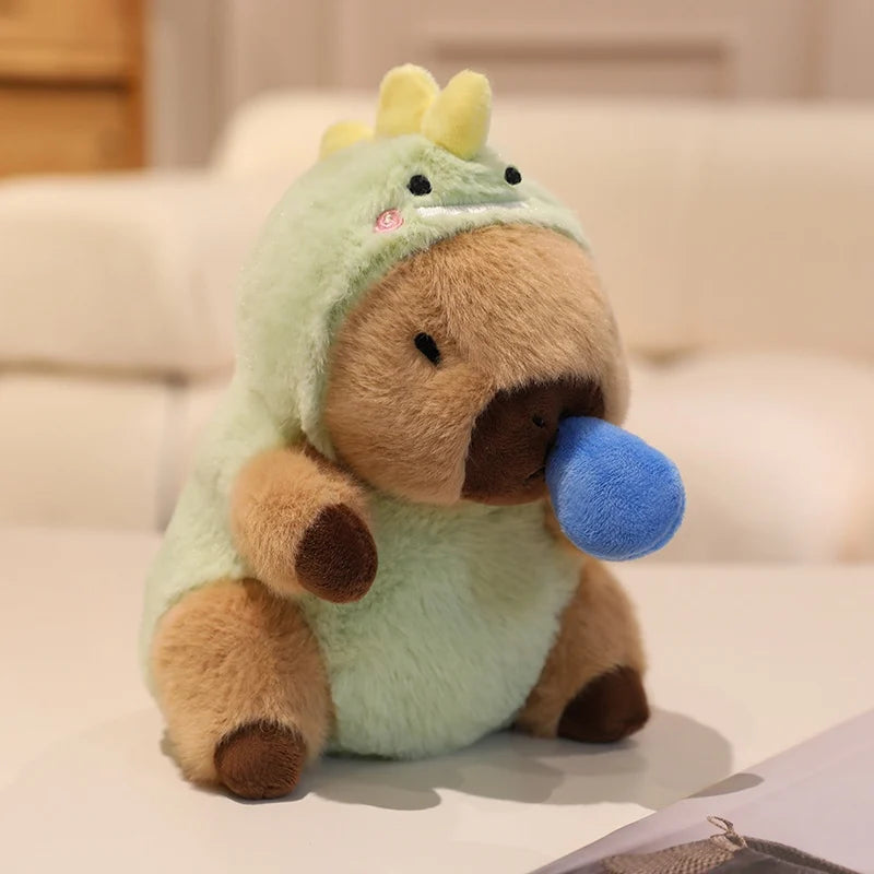22cm Cute Capybara Plush Toys Pull the String to Transform into Dinosaur, Rabbit, Shark, Bee, Cockroach Capibara Toys for Kids