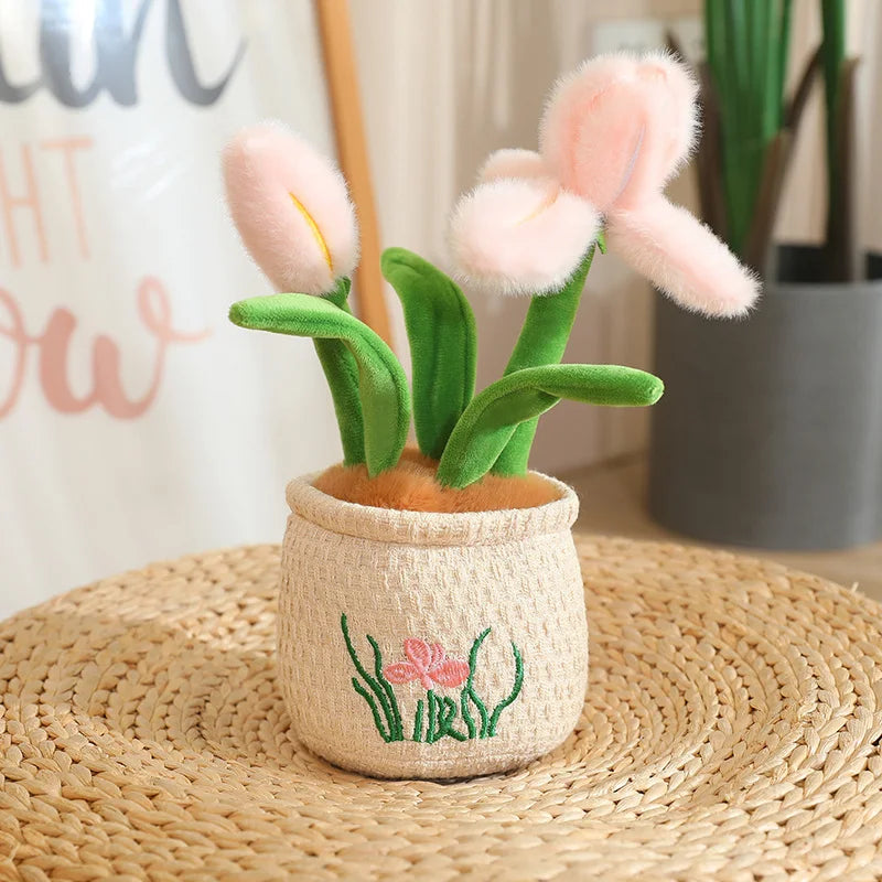 ぬいぐるみ ふわふわ パステル チューリップ 鉢植え ニット刺繍