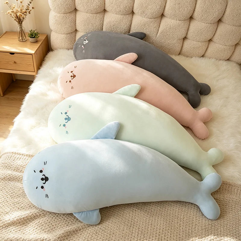 130CM Big Soft Simulation Cute Seal Ice Silk Plush Toys Kawaii Stuffed Lovely Children Animal Pillow for Birthday Gifts