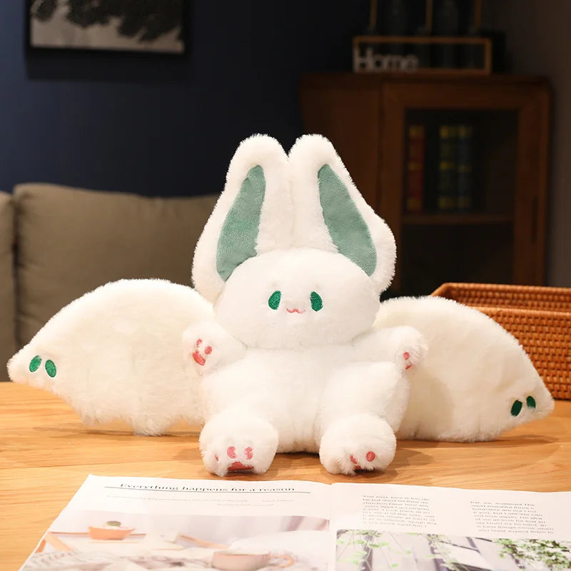可愛いコウモリ羽のウサギぬいぐるみ ピンクとグリーン