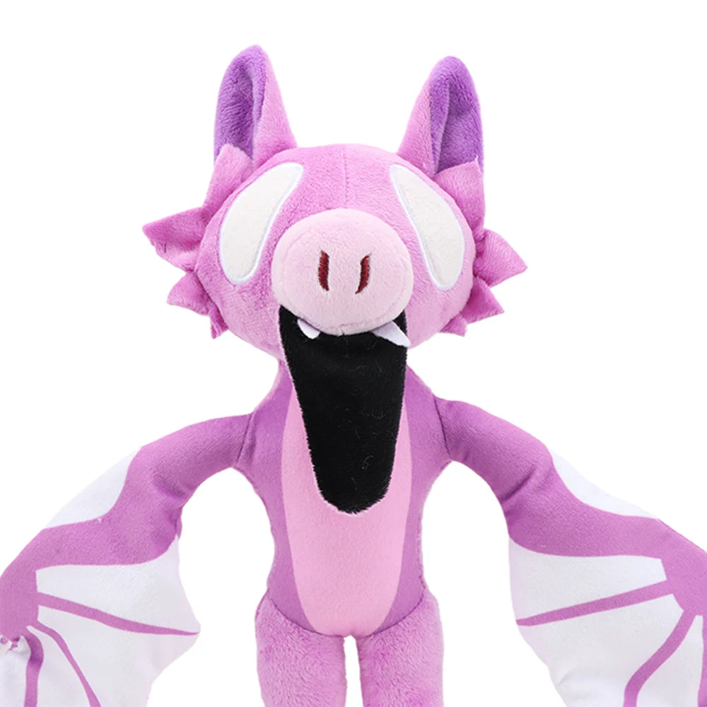 薄紫とピンクの翼付きモンスターぬいぐるみ