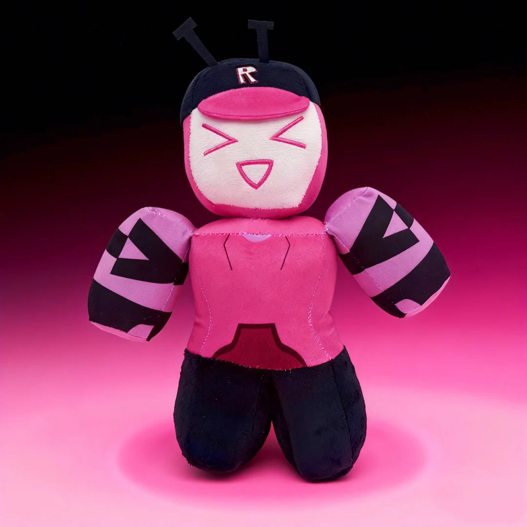 ピンク ロボット風 Rロゴ キャップ ぬいぐるみ
