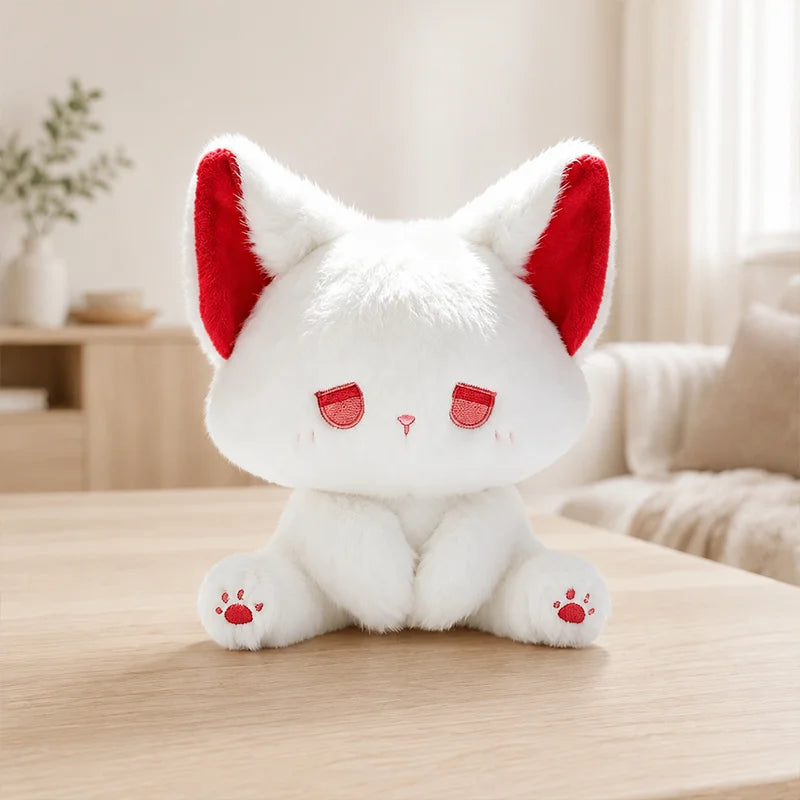 15cm Cute Silly Fox Doll with High Appearance Plush Toy Cartoon Sitting Posture Doll White Black Body with Different Color Ear