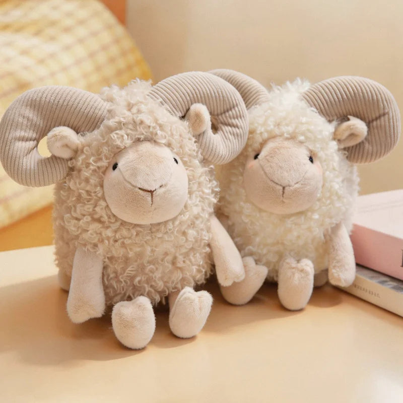 Cute Sheep Plush Toy Kawaii Stuffed Animal Soft Lamb Doll Fluffy Plushie Gift for Kids Baby Nursery Decor Birthday Christmas Gif