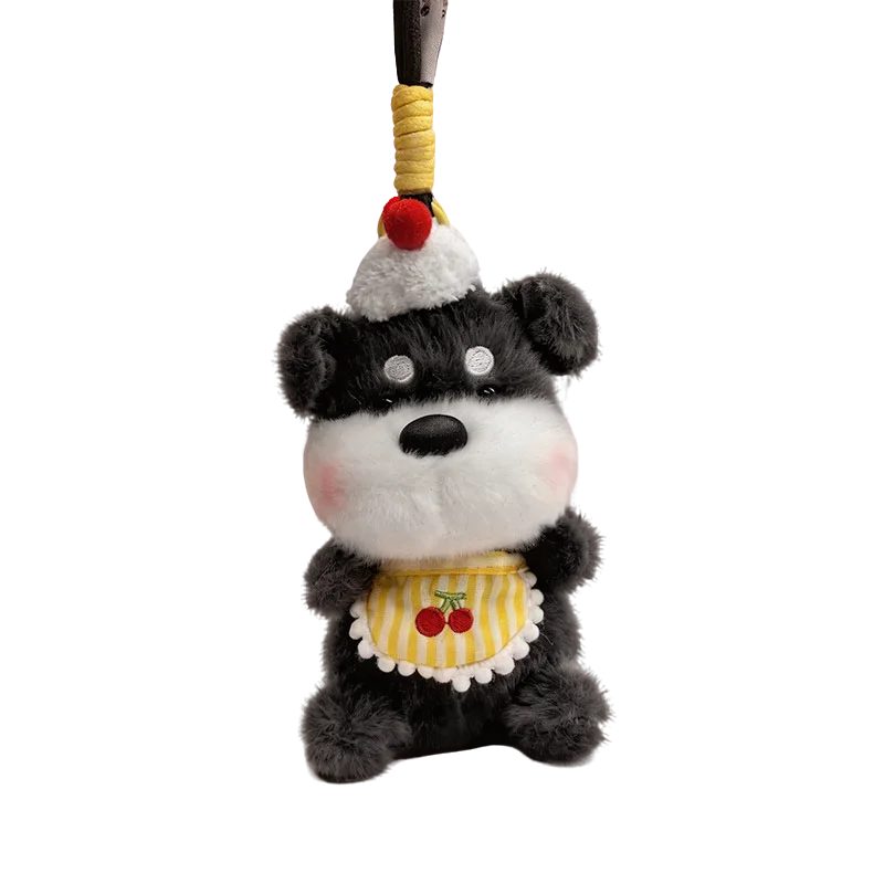 ふわふわ子犬のさくらんぼ衣装ぬいぐるみキーホルダー