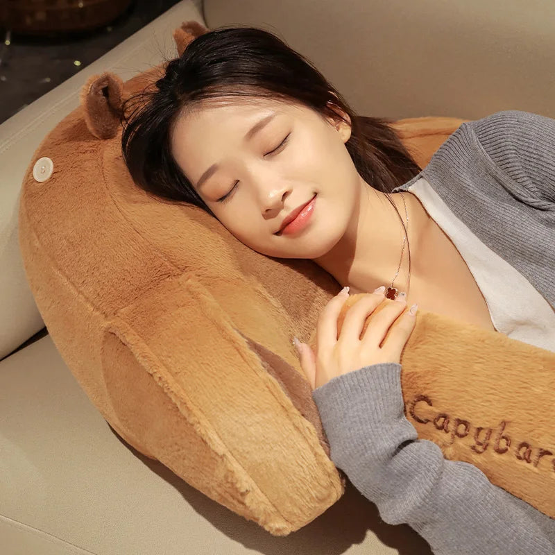Lovely Capybara Plush Pillow Cartoon Soft Stuffed Cozy Capybara Lumbar Support Chair Seat Cushion Backrest Cushion Sofa Decor