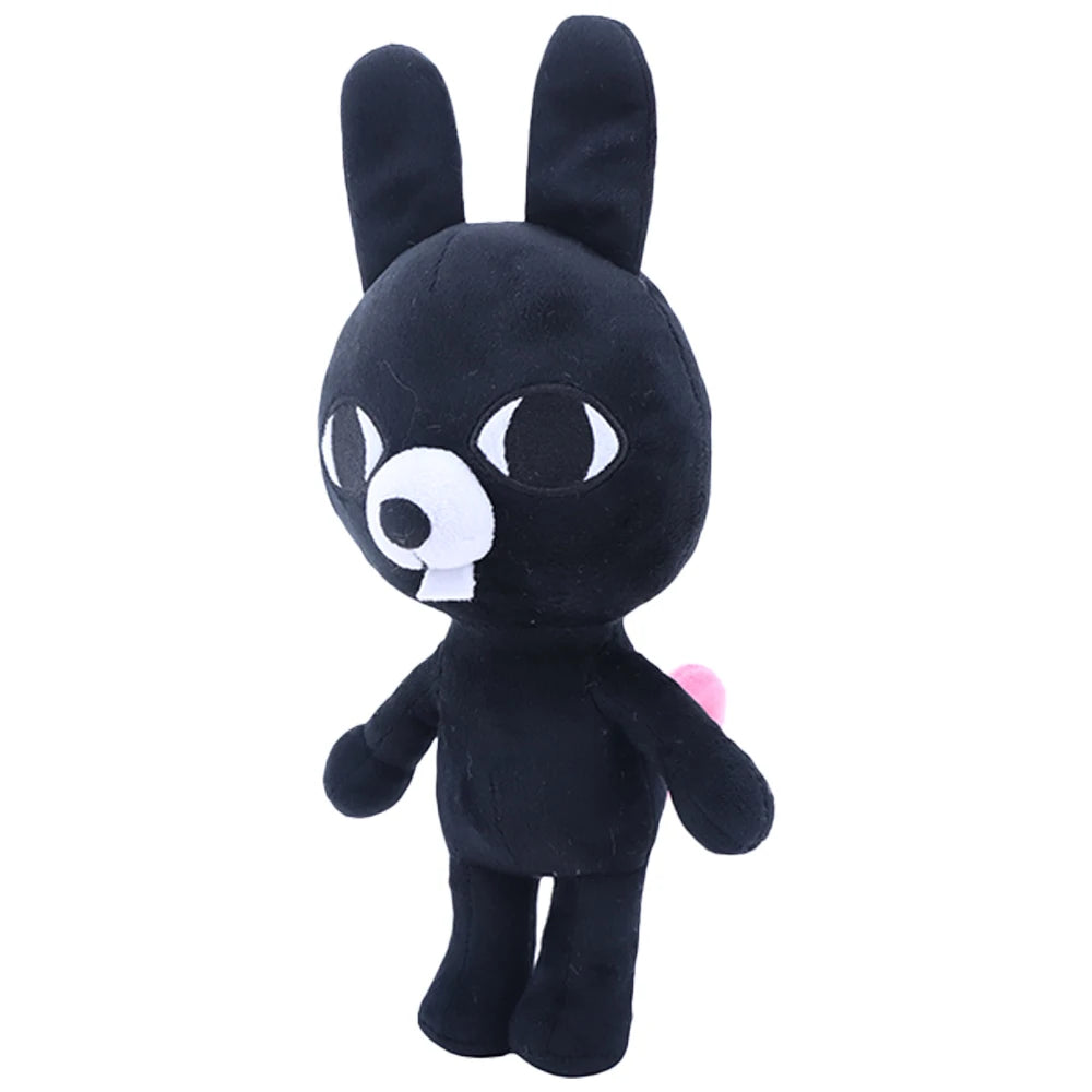 白い目と一本歯の黒ウサギぬいぐるみ