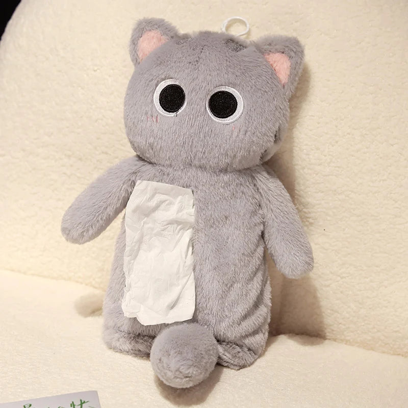 かわいい グレーの ふわふわ ぬいぐるみ ティッシュケース