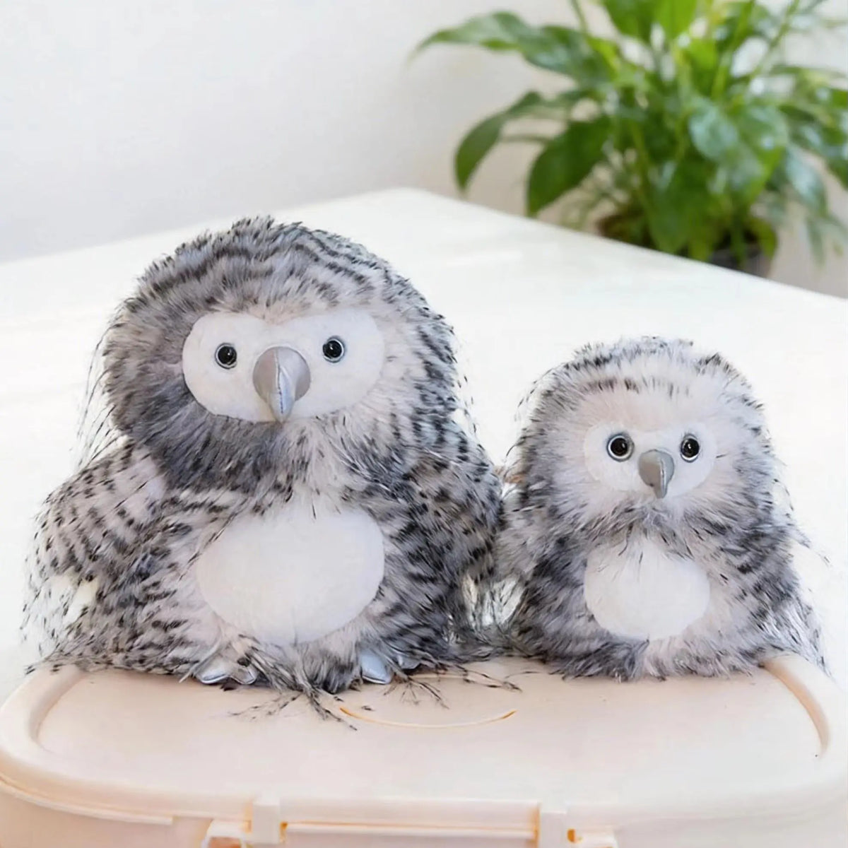 ふわふわ グレー&ホワイト シロフクロウ 親子 ぬいぐるみ セット