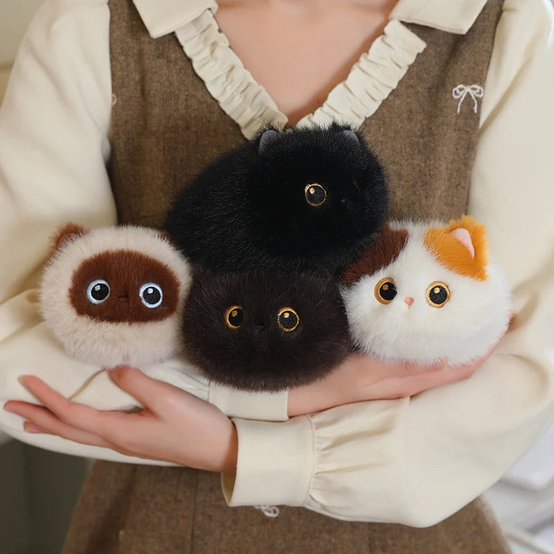 ふわふわ 丸い 猫 マスコット 選べる3種 キーホルダー