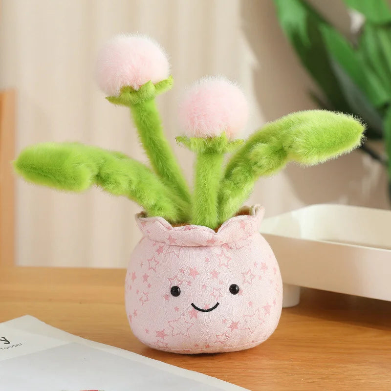 かわいい ふわふわ 踊る 花の ぬいぐるみ 鉢植え