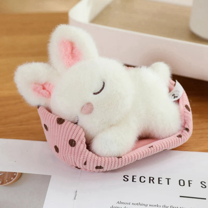 Cute Cartoon Dog, Cat, Fox, Bear, White Rabbit and Pig Plush Toy A Cat Doll Lying in Its Nest Cute Toys for Girl Funny Ornaments